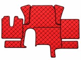 Cumpara ieftin Covorase Auto din Piele Ecologica pentru MAN TGX, Cutie Automata, Cutie Mica, Un Sertar, Matlasate, Premium, Culoare Rosu cu Cusatura Neagra