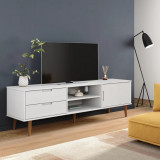 VidaXL Dulap TV &bdquo;MOLDE&rdquo; alb, 158x40x49 cm, lemn masiv de pin