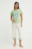 Women&#039;secret pijamale de bumbac Lilo&amp;Stich culoarea verde, bumbac, 3137658