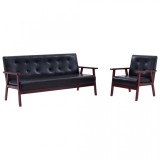 Set canapea, 2 buc., negru, piele artificială,, vidaXL