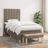 Cumpara ieftin Pat box spring cu saltea, gri taupe, 80x200 cm, textil