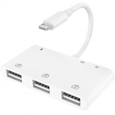 Adaptor Multiport 6 in 1 de la Lightning la 3 x USB, SD, Micro SD, Lightning foto