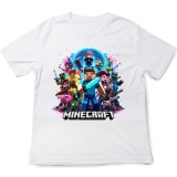 Tricou copii Minecraft Game, alb, premium, 7-8 ani