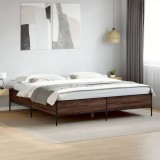 Cumpara ieftin Cadru de pat, stejar maro, 180x200 cm, lemn prelucrat și metal