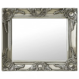 Oglindă de perete &icirc;n stil baroc, argintiu, 50 x 40 cm, vidaXL