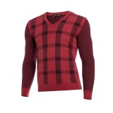 Pulover barbati cu anchior grena slim PL015, 46, 48, 50, 52