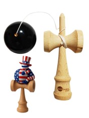Kendama din lemn natural, Bila lemn + Sticker Waterproof USA pentru telefon, 170KD