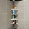 Etajera Colt Baie/Dus, 4 Rafturi, Inaltime Reglabila 254-320cm, Metal/Plastic, Montare pe Colt, Suport Prosop, Multi Corner Shelf