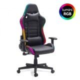 SCAUN GAMING CU BANDA LED RGB OFF 301 NEGRU