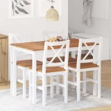 vidaXL Set mobilier de bucătărie, 5 piese, maro și alb