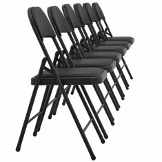 Set 6 scaune birou, conferinta, pliabile, 80 x 46 cm, piele sintetica, negru foto