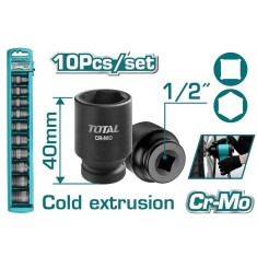 Set chei tubulare de impact Total - 10 buc, 24mm