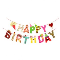 Banner Happy Birthday 100x200 cm, Cyrax, Rola de Ata Inclusa, Tematica Candy, Multicolor