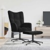 Scaun de relaxare cu taburet, negru, catifea