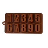 Forma de silicon pentru ciocolata, Numere, 10 x 20 cm, Maro, TopBazar