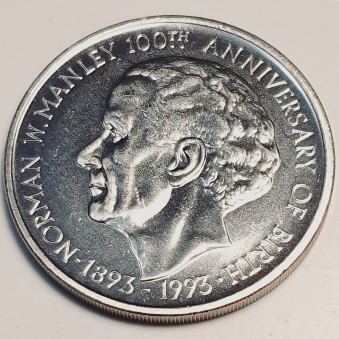 3288 Jamaica 5 Dollars 1993 Norman W. Manley Centennial km 157