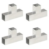 Gossi conectori de grinda, forma t, 4 buc, 81x81 mm, metal galvanizat