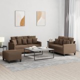 vidaXL Set de canapele cu perne, 3 piese, maro, textil 3201659