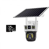 Camera de supraveghere Video CCTV cu vedere tripla, Panou solar 8000mAh, HexaEye