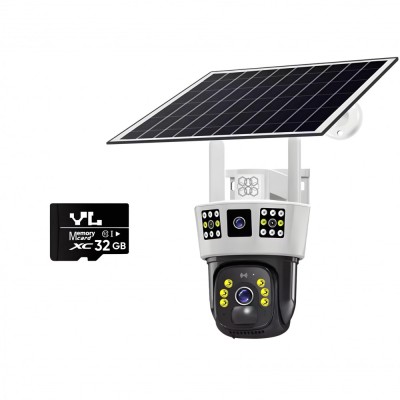 Camera de supraveghere Video CCTV cu vedere tripla, Panou solar 8000mAh, HexaEye foto