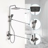 Leziter Eliz - Set de dus multifunctional cu efect ploaie, cap bideu, baterie, finisaj grafit, bara reglabila 70-110cm