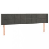 Cumpara ieftin Tablie de pat cu aripioare gri inchis 183x16x78/88 cm catifea