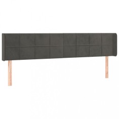 Tablie de pat cu aripioare gri inchis 183x16x78/88 cm catifea