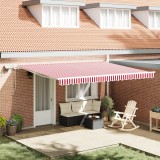 vidaXL Marchiză retractabilă manuală cu LED dungi roșii și albe 450x300 cm