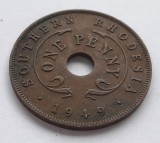 92. Moneda Rhodesia de Sud 1 penny 1949, Africa