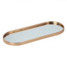 Suport Lumanari, Oval, Sticla, Margine Aurie, 30x12.5x1.5cm, Avertismente pentru Copii
