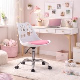 Cumpara ieftin Scaun birou Leobert Artool, rotativ, ergonomic, alb-roz, 50x57x93.5 cm, PP, roti cauciuc, cadru metalic, max 120kg