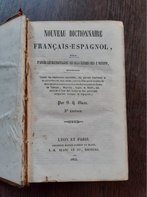 NOUVEAU DICTIONNAIRE FRANCAIS-ESPAGNOL - S.G. BLANC foto