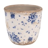 Cumpara ieftin Set 2 ghivece flori ceramica bej albastra Flower 11x10 cm
