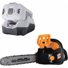 Kit Complet Drujba electrica (fierastrau) cu acumulator 5Ah inclus, iHunt Strong Chainsaw 58V Power, 1800 W, lama-lant Oregon, 40 cm lungime lama, 16