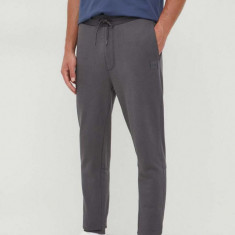 BOSS pantaloni de trening din bumbac CASUAL bărbați, culoarea gri, uni 50468448