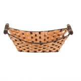 Cos decorativ plastic cu manere din lemn, 34x22x12 cm