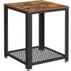 VASAGLE Masa de cafea laterala, tip noptiera, cu cadru metalic, 45x45x55cm, maro rustic si negru