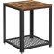 VASAGLE Masa de cafea laterala, tip noptiera, cu cadru metalic, 45x45x55cm, maro rustic si negru