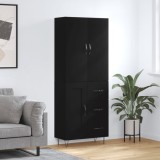 vidaXL Dulap &icirc;nalt, negru, 69,5x34x180 cm, lemn compozit