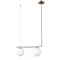 Lustra suspendata, 2 globuri sticla alba, dulie 2 x E27, culoare corp auriu, inaltime reglabila maxim 1M