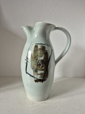 Urcior / Cană mare ceramică decorativă modernistă &ndash; Pictură abstractă, 29 cm, ceramica de studio. Art Studio Pottery