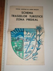HARTA VECHE ROMANIA RSR - SCHEMA TRASEELOR TURISTICE ZONA PREDEAL