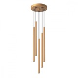 Lampă Suspendată Pastel De Aur Oțel 5 Becuri Tub Modern De Interior