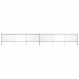 VidaXL Gard de grădină cu v&acirc;rf curbat, negru, 10,2 m, oțel