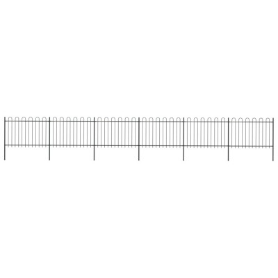 vidaXL Gard de grădină cu v&amp;acirc;rf curbat, negru, 10,2 m, oțel foto