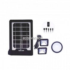 Kit Solar cu Lanterna LED, 2 Becuri si Slot USB GSM CL08 foto