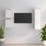 VidaXL Comode TV, 3 buc., alb, lemn masiv de pin