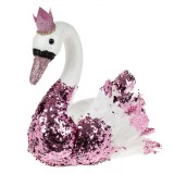 Figurină Decorativă Crăciun, Lebădă Spumă, Alb și Roz, 18cm, Oem