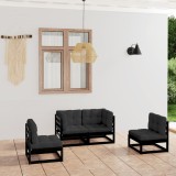 vidaXL Set mobilier grădină cu perne, 4 piese, lemn masiv pin 3076433