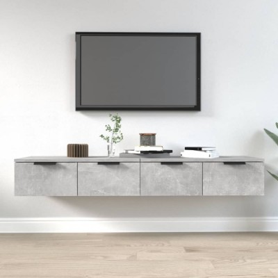 vidaXL Dulapuri de perete 2 buc. gri beton 68x30x20 cm lemn compozit foto